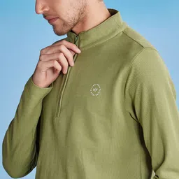 Red Flame Men Henley Neck Applique T-shirt image 4