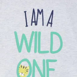 MINI KLUB Boys Grey Melange & Green Printed T-shirt with Pyjamas image 2