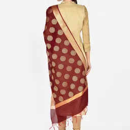 Dupatta Bazaar Maroon & Gold-Toned Woven Design Dupatta image 2