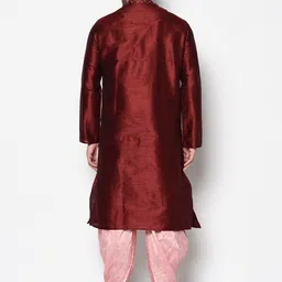 DEYANN Men Maroon & Pink Geometric Kurta image 3