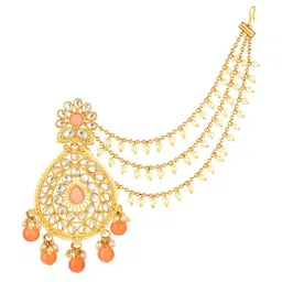 aadita Gold-Toned Classic Chandbalis Earrings with Hair Chain image 5