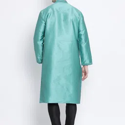 here&now x sanwara Sanwara Men Green & Black Self Design Kurta with Churidar image 4