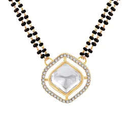Peora Gold-Plated CZ & Crystals Stone Studded & Beaded Mangalsutra image 5
