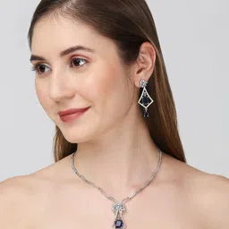 fabula Silver-Plated AD-Studded Jewellery Set image 3