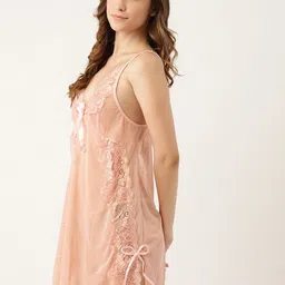 ms.lingies Ms Lingies Women Peach-Coloured Self Design Baby Doll Comes with a Robe image 5