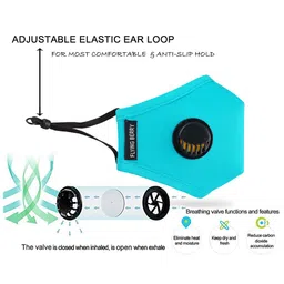 FLYING BERRY Unisex Pack of 2 Solid 5- Ply Cotton Reusable Anti Pollution N99 Masks image 2