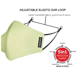 FLYING BERRY Pack Of 2 Lime Green Solid 3-Ply Reusable Anti Pollution N95 Masks image 2