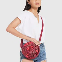 Caprese Floral Embroidered Structured Sling Bag image 5