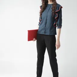 Style Quotient by noi Women Navy Blue Solid Top image 5