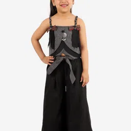 Twisha Girls Black & Grey Striped Top with Palazzos-picture-23
