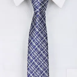 Alvaro Castagnino Men Navy Blue & White Checked Ascot Tie image 5