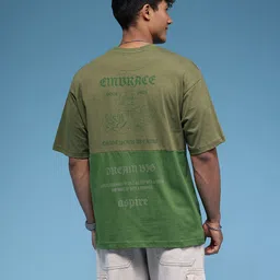 HERE&NOW Typography Printed Drop-Shoulder Sleeves Pure Cotton Oversized T-shirt image 2