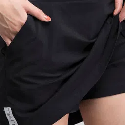 FableStreet Women Solid Straight Mini Skirt With Attached Inner Shorts image 4