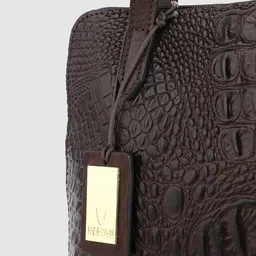 Hidesign Brown Animal Textured Leather Shoulder Bag image 5