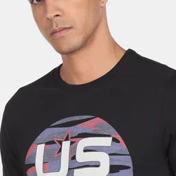 u.s. polo assn. denim co. U.S. Polo Assn. Denim Co.Men Black Printed Pure Cotton T-shirt image 2