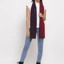 Calvadoss Women Blue & Red Woven Design Stole image 4