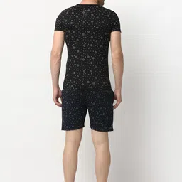 mack jonney VIMAL JONNEY Men Black & Navy Blue Printed Night Suit image 4