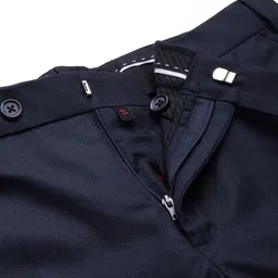 Raymond Men Navy Blue Solid Slim Fit Wrinkle Free Regular Trousers image 3