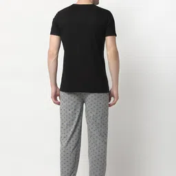 mack jonney VIMAL JONNEY Men Black & Grey Solid Night Suit image 5