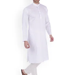 RAJUBHAI HARGOVINDAS Men White Solid Straight Kurta image 2