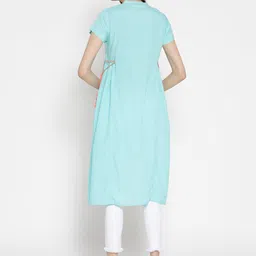 AURELIA Women Blue Striped A-Line Kurta image 3