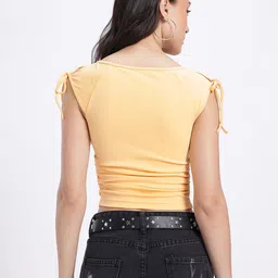 glitchez Scoop Neck Fitted Crop Top image 5