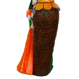 eCraftIndia Orange & Brown Rajasthani Lady With Flower Pot Handcrafted Decorative Showpiece image 2