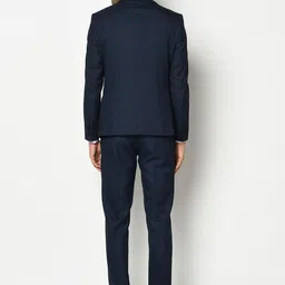 Blackberrys Men Navy Blue & Brown Checked Slim Fit Single-Breasted Tuxedo Suit image 4