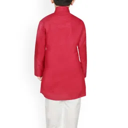 SG YUVRAJ Boys Maroon & White Solid Kurta with Pyjamas image 4