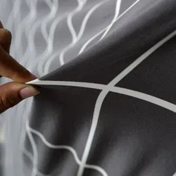 Cortina Grey & White Printed 1-Seater Super-Stretchable Non-Slip Sofa Slipcover image 2