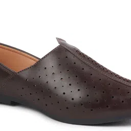 FAUSTO Men Brown Perforated Mojaris image 4