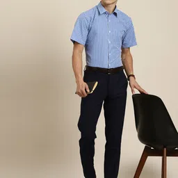 Hancock Men Slim Fit Gingham Checks Wrinkle Resistant Opaque Formal Shirt image 4