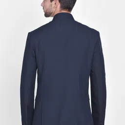 Blacksmith Men Navy Blue Solid Jodhpuri Bandhgala Blazer image 4