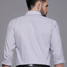 Raymond Men Grey & White Checked Slim Fit Formal Shirt image 4