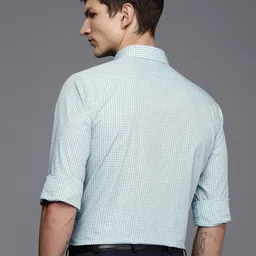 Raymond Pure Cotton Slim Fit Grid Tattersall Checked Formal Shirt image 5