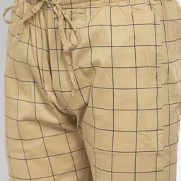 JAINISH Men Beige & Black Checked Lounge Pants image 3