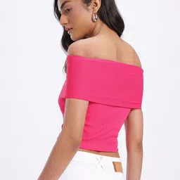 DressBerry Off-Shoulder Ribbed Top image 4