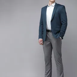 van heusen V Dot Solid Slim Fit Single Breasted Formal Blazer image 2