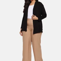 The Pink Moon Women Black Solid Front-Open Shrug image 2