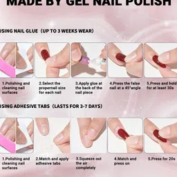 FEELHIGH Set of 24 Reusable Long Lasting Artificial Fake Nail Set - 07 image 5