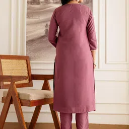 SKYLEE Women Embroidered Regular Sequinned Straight Kurta with Trousers & With Dupatta image 5