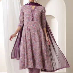 Khushal K Women Paisley Printed Regular Kurta with Palazzos & With Dupatta image 3