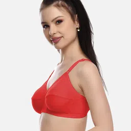 FIMS White & Red Pack of 3 Cotton Blend Non-Padded Bras MTR_Cross_Bra_WhiteRedMaroon_B image 3