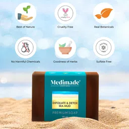 Medimade Exfoliate & Detox Sea Mud Premium Handmade Bathing Soap To Remove Blackheads 100g image 3
