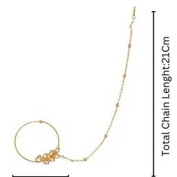 House of Pataudi Gold-Plated Artificial Stones and Beads Ring Nosepin image 3