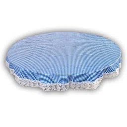 Dakshya Industries Blue & White Checked 4-Seater Waterproof Table Cover With Embroidered image 4