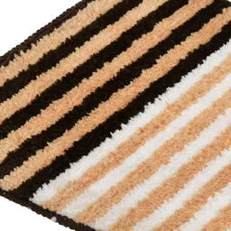 DREAM WEAVERZ Brown & White 2 Pieces Striped Microfiber Anti Skid Doormats image 2