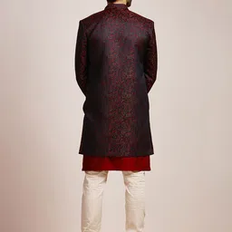 Manyavar Men 3 Piece Woven Design Brocade Sherwani Set image 5