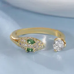 Rubans Voguish 18K Gold-Plated CZ-Studded Snake Motif Adjustable Ring-picture-11