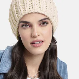 Magic Needles Unisex Cream-Coloured Hand Knitted Self Design Beanie-picture-39